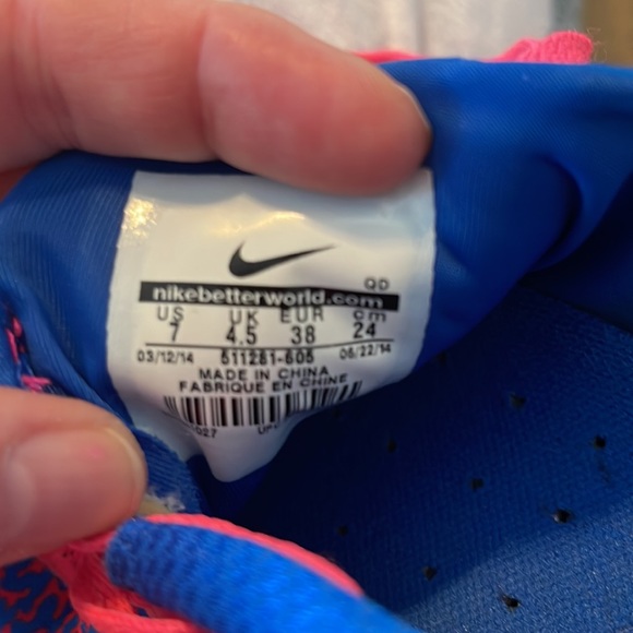 EC Nike Free 5.0 V4 Hyper Pink/Cobalt Blue 511281-605 Running Shoe Womens Size 7 - Picture 9 of 9